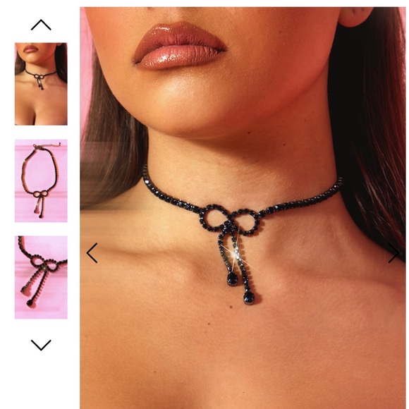 SOLD NWT Black Diamante Bow Choker - Picture 1 of 2